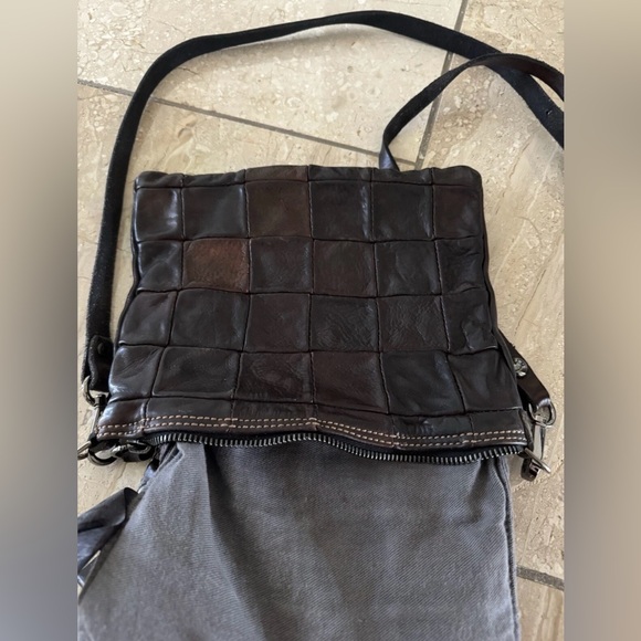 Campomaggi Free People Dark Brown Distressed Leather Patchwork Crossbody Bag - Picture 10 of 12